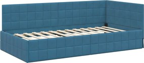 vidaXL Κρεβάτι Γωνίας Μπλε 100 x 200 cm Βελούδο