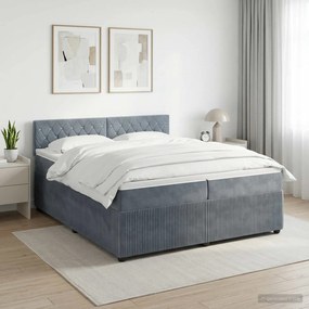 vidaXL Κρεβάτι box spring με στρώμα Σκούρο Γκρι 200 x 200 cm Βελούδο