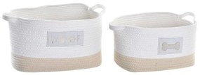 Σετ Καλαθιών DKD Home Decor Λευκό Κρεμ 43 x 30 x 23 cm 2 Τεμάχια