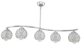 Φωτιστικό πεντάφωτο &quot;CAROLINA&quot; μεταλλικό σε χρώμα ασημί Φ15 Ε27