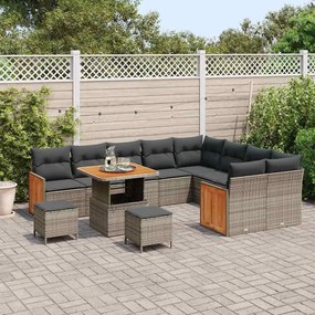 vidaXL Σετ Καναπέ Κήπου με μαξιλάρι 12 pcs Γκρι 80 x 80 x 71 cm
