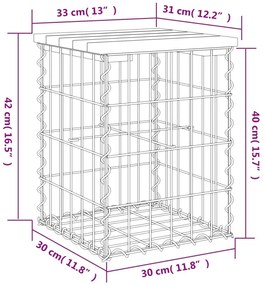 Παγκάκι Κήπου Συρματοκιβώτιο 33x31x42 εκ. Εμποτ. Ξύλο Πεύκου - Καφέ