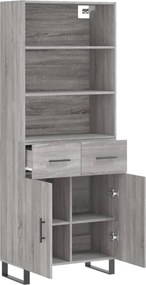 vidaXL Ντουλάπι Γκρι Sonoma 69,5 x 34 x 180 εκ. Επεξεργασμένο Ξύλο