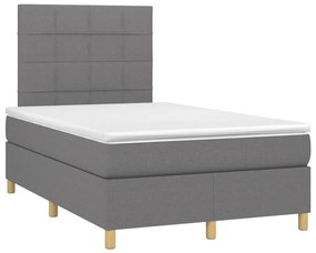vidaXL Κρεβάτι Boxspring με Στρώμα &amp; LED Σκ.Γκρι 120x200 εκ Υφασμάτινο