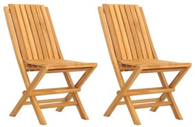 vidaXL Καρέκλες Κήπου Πτυσσόμενες 2 τεμ. 47x47x89 εκ. Μασίφ Ξύλο Teak