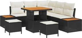 vidaXL Σετ Καναπέ Κήπου με μαξιλάρι 8 pcs Μαύρο Πολυ ράταν