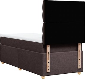 vidaXL Κρεβάτι Boxspring με Στρώμα Σκούρο Καφέ 90x190 εκ. Υφασμάτινο