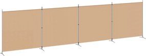 vidaXL 4-Πίνακας Διαχωριστικός Μπεζ 698 x 180 cm Ύφασμα