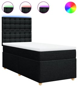 Κρεβάτι Boxspring με Στρώμα Μαύρο 90x190 εκ.Υφασμάτινο