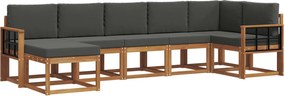 vidaXL Σειρά Καναπέ Εξωτερικού με μαξιλάρι 7 pcs Φυσικό και Ανθρακί