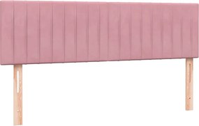 vidaXL Κρεβάτι Boxspring με Στρώμα &amp; LED ροζ 160x220 cm Βελούδινο