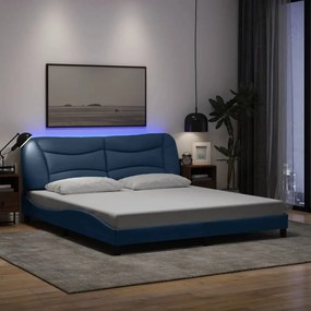 vidaXL Σκελετός Κρεβατιού με LED Χωρίς Στρώμα Μπλε 180x200 εκ.