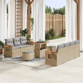 vidaXL Σετ Καναπέ Κήπου 10 pcs Μπεζ συνθετικό ρατάν