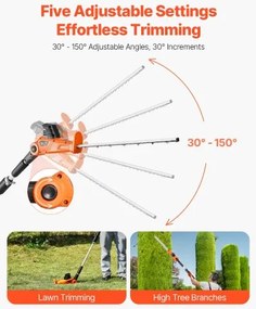 VEVOR Extendable Cordless Electric Hedge Trimmer 20V 1200RMP with 20in Blade