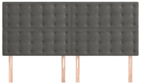 vidaXL Κεφαλάρια Κρεβατιού 4 τεμ. Σκούρο Γκρι 90x5x78/88 εκ. Βελούδινο