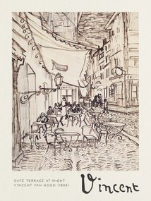 Αναπαραγωγή Café Terrace at Night Sketch - Vincent van Gogh, (30 x 40 cm)