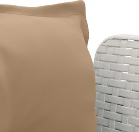 vidaXL Μονοθέσια Πολυθρόνα με Μαξιλάρια Φαίνεται σαν Ρατάν PP Λευκό