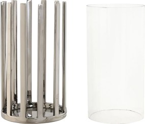 Κηροπήγιο Home ESPRIT Ασημί Κρυστάλλινο Χάλυβας 12 x 12 x 20 cm