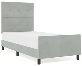 vidaXL Σκελετός Κρεβατιού Ανοιχτό γκρι 100 x 200 cm Βελούδο