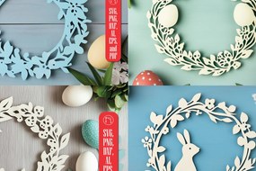 Σετ των 2 Intra απο ξύλο plywood Χρώμα wenge 3mm-4mm πάχος - Πασχαλινά στεφάνια Bundle Δίασταση 4x4 cm INTRAFABR-66573811