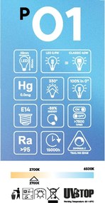 LED Filament Λαμπτήρας E14 CRI 95 Γλόμπος G50 5,9W 2700K Dimmable - P01