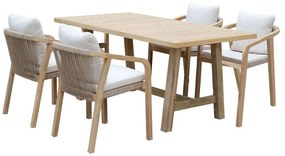 Τραπεζαρία Malibu 228-000016 (Σετ 5τμχ) 170x90x75,5cm Natural-Beige 4 Θέσεων