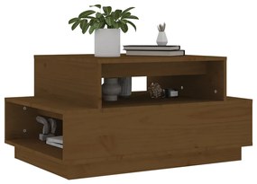 vidaXL Τραπεζάκι Σαλονιού Καφέ Μελί 80x55x40,5 εκ. Μασίφ Ξύλο Πεύκου
