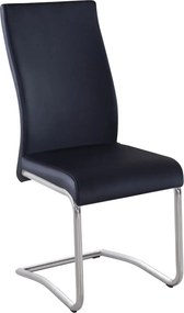 BENSON Καρέκλα Μέταλλο Χρώμιο, PVC Μαύρο   4τμχ