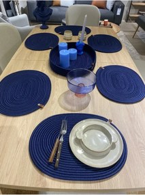 Stewehome Σετ 7 τεμαχίων οβάλ σουπλά και καλαθιού από γιούτα (Κόκκινο) 30x40 cm