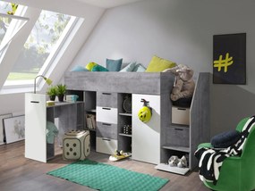 Πολυλειτουργικό κρεβάτι Konkret III-Gkri-Leuko-Δεξιά