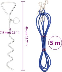 vidaXL Οδηγός Δεσίματος Σκύλου με Πάσσαλο 5 μ.