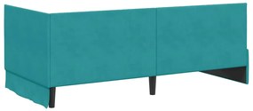 vidaXL Κρεβάτι Γωνίας με κεφαλάρι Τιρκουάζ 90 x 190 cm Βελούδο