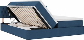 vidaXL Κρεβάτι Αποθήκης με στρώμα Μπλε 200 x 200 cm Τεχνητό Δέρμα