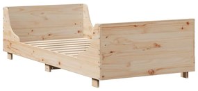 vidaXL Σκελετός Κρεβατιού Χωρίς Στρώμα 75x190 εκ Μασίφ Ξύλο Πεύκου
