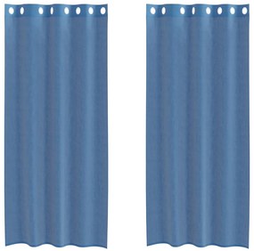 vidaXL Voile κουρτίνες με ροδέλες 2 τεμάχια Μπλε Ρουά