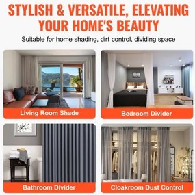 VEVOR Ceiling Curtain Track Set 11.8 FT/3.6 Meter Room Divider with Hooks White