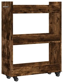 vidaXL Έπιπλο με Ρόδες Καπνιστή Δρυς 60x22x79 εκ. Επεξεργασμένο Ξύλο