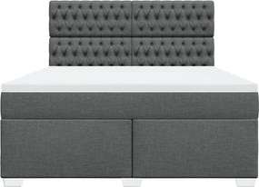 vidaXL Κρεβάτι Boxspring με Στρώμα Σκούρο Γκρι 180x200 εκ Υφασμάτιν
