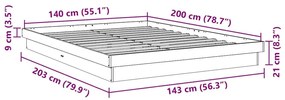 Πλαίσιο κρεβατιού χωρίς στρώμα 140x200 cm μασίφ ξύλο δρυς - Καφέ