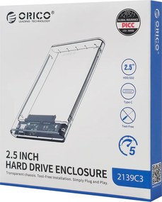 ORICO θήκη για 2.5" SATA HDD/SSD 2139C3, 5Gbps, διάφανη
