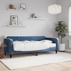 Καναπές Κρεβάτι με Στρώμα Μπλε 90 x 200 εκ. Βελούδινος - Μπλε
