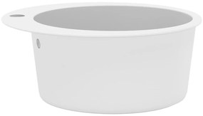 vidaXL Νεροχύτης με Μονή Γούρνα Στρογγυλός Λευκός Γρανιτένιος