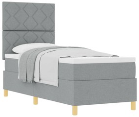 vidaXL Box Spring Bed με Στρώμα Ανοιχτό Γκρι 80x200 cm Ύφασμα
