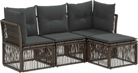 vidaXL Σετ Καναπέ Κήπου 4 pcs Γκρι συνθετικό ρατάν