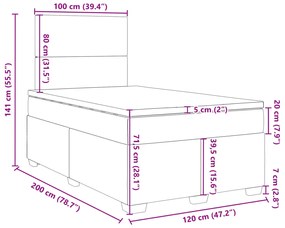 Κρεβάτι Boxspring με Στρώμα Ανοιχτό Γκρι 120x200 εκ. Υφασμάτινο - Γκρι