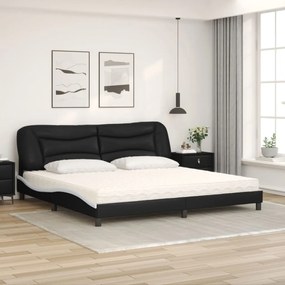 vidaXL Κρεβάτι με Στρώμα Μαύρο/Λευκό 200x200εκ.Συνθ. Δέρμα
