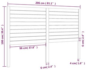 vidaXL Κεφαλάρι Κρεβατιού 206 x 4 x 100 εκ. από Μασίφ Ξύλο Πεύκου