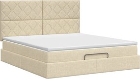 vidaXL Κρεβάτι Ottoman με στρώμα με κεφαλάρι Κρεμ 180 x 200 cm Ύφασμα