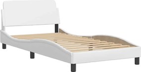 vidaXL Κρεβάτι με Στρώμα Dover Λευκό 100x200 εκ. από Συνθετικό Δέρμα