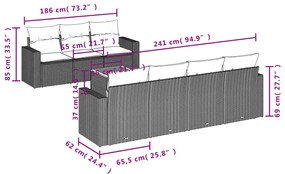 vidaXL Σαλόνι Κήπου 8 Τεμαχίων Μαύρο από Συνθετικό Ρατάν με Μαξιλάρια